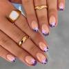 24Pcs Brown French Tip Short Oval Press On Nails Y2K Pink Star Pattern Full Cover Fake Nails For Women