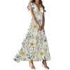 Women's Summer Casual Fashion Floral Print Dress V-Neck Short Sleeve Dresses