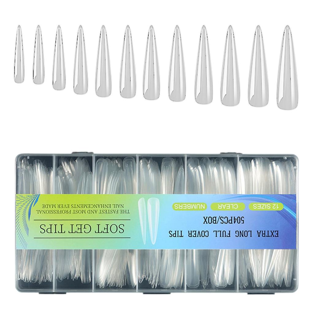 Pack Of 504 Extra Long Clear Soft Gel Nail Tips For Acrylic Nail Salon Supplies Professional Use Nail Supplies