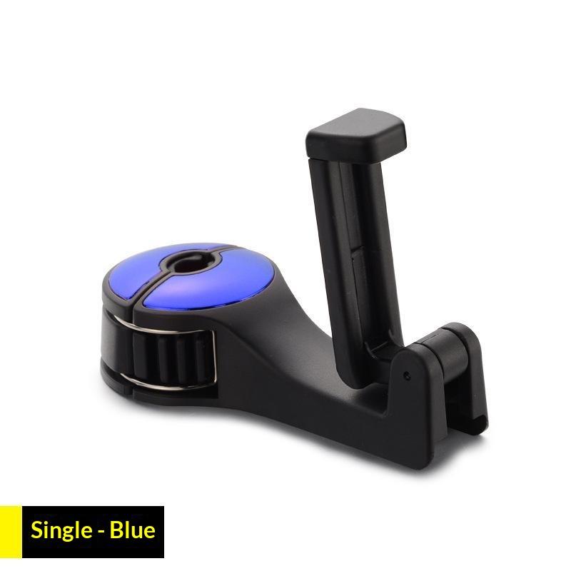 2-in-1 No Drill Car Headrest Phone Holder Hidden Rear Seat Lock Hook for Vehicle Back Seat Phone Mount Accessory