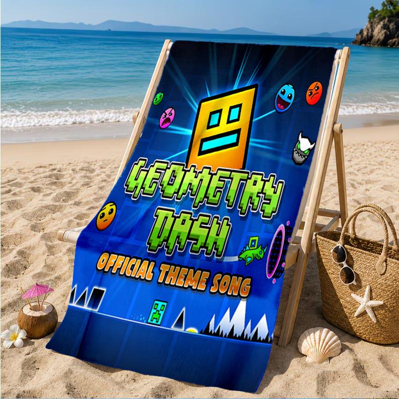 Geometry Dash: Dance To The Beat Beach Towel, Quick-drying, Easy To Care For, Suitable for Both Fitness and Beach Vacations,Sports Essential