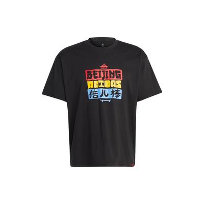 Adidas Graphic Tee With Cartoon Alphabet Print Unisex Tops Black IC4700