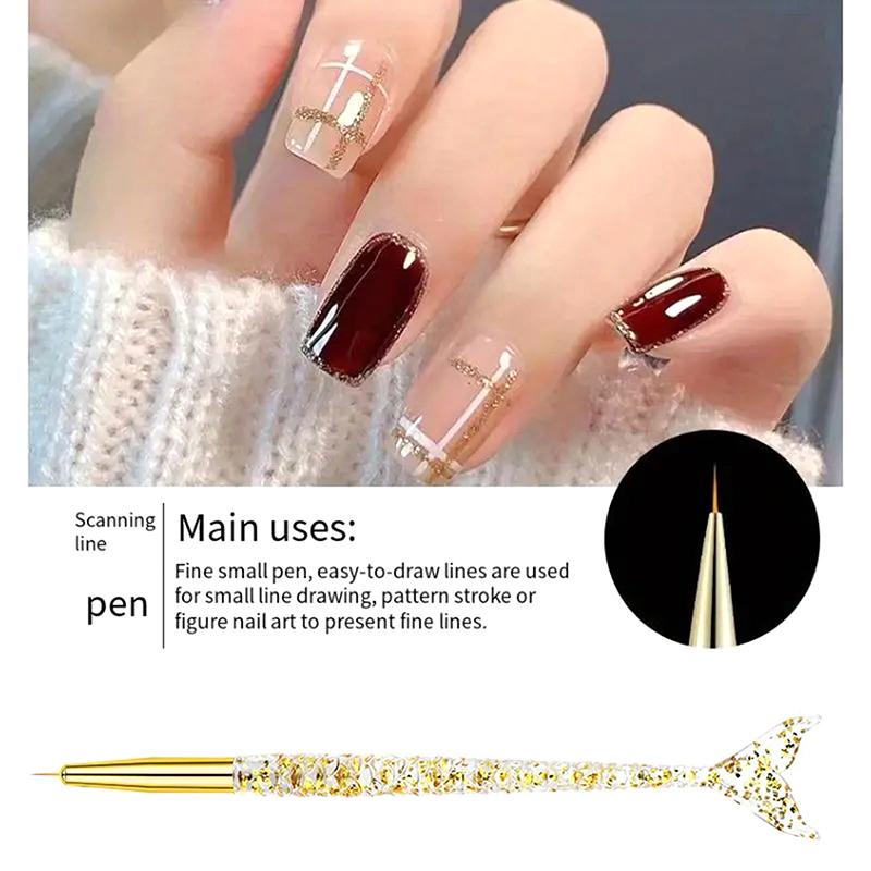 

7/9/11 мм ручка-русалка кисть для дизайна ногтей подводка линия полоса рыба цветок живопись рисунок маникюрные инструменты советы дизайн