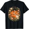 Sleeping Fox Garden Floral Strawberry Cottagecore Art T-Shirt