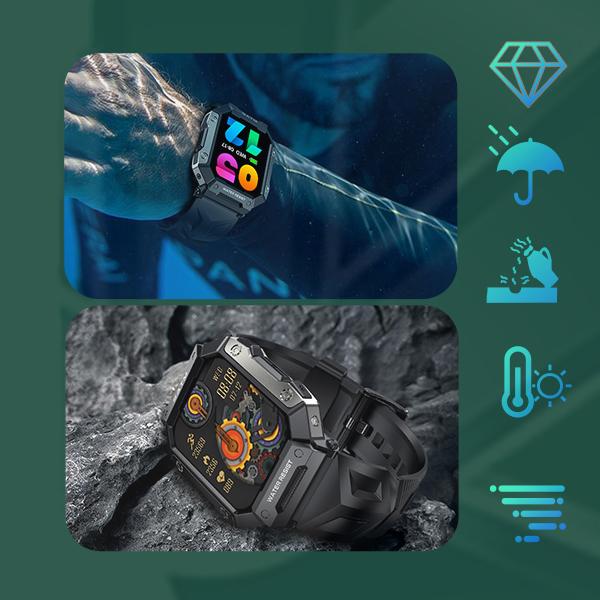 Rainbuvvy PG333 Smart Watch 1,92-Zoll-Touchscreen Bluetooth-Anruf Herzfrequenz Schlafüberwachung Schrittzähler Outdoor-Sportuhr