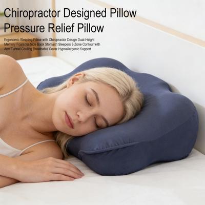 Cuscino Ergonomico per Dormire in Memory Foam a Forma di Nuvola con Supporto per il Collo a Doppia Altezza e Tunnel per le Braccia