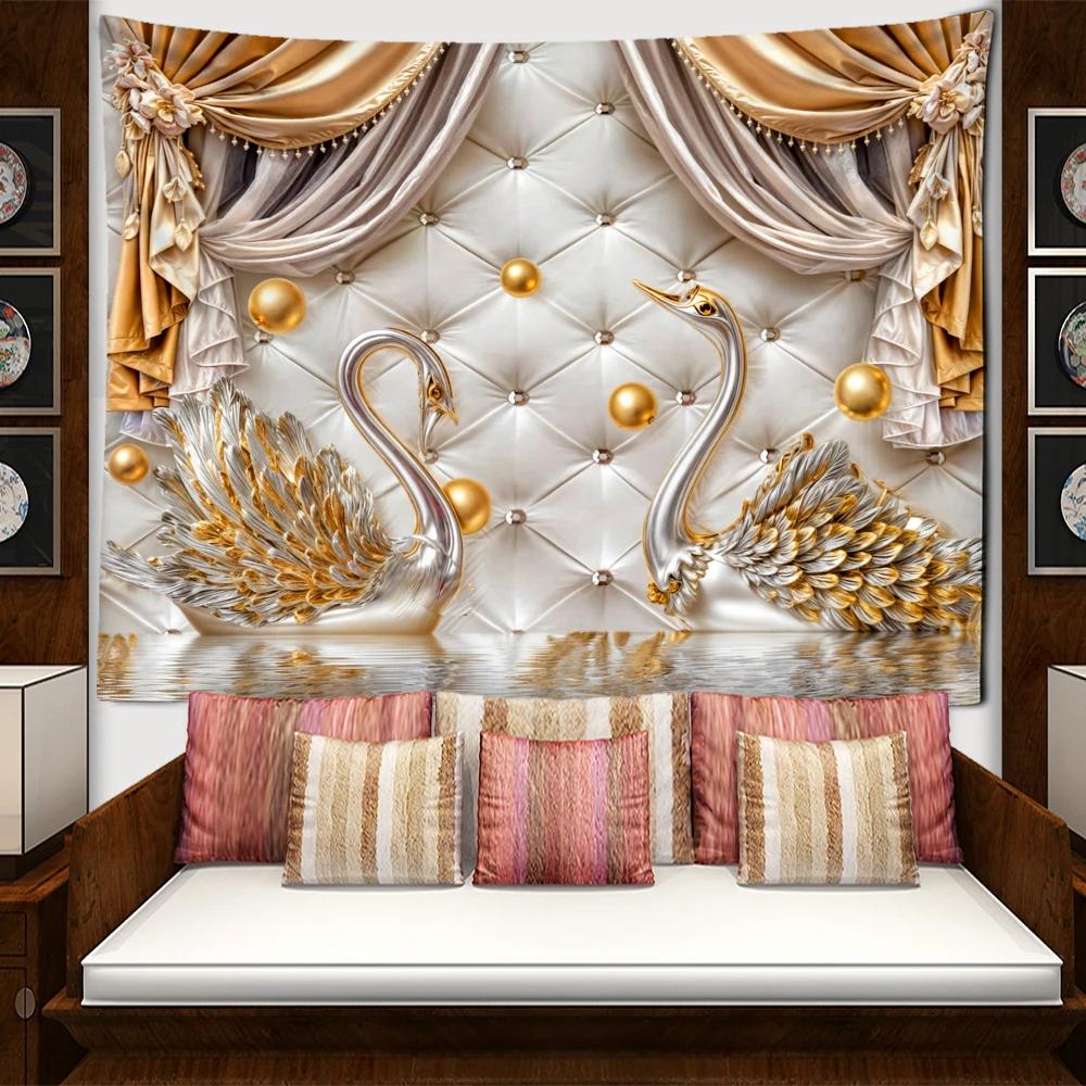 Imitation Window Pearl Swan Tapestry Wall Hanging Bohemian Natural Abstract Art Hippie Tapitz Bedroom Home Decor