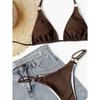 Seturi Bikini Femei cu Gât Legat costume de baie din două piese Culoare Roșu Vin și Maro Costume de Baie 2025 micro bikini Biquini conjunto de bikini