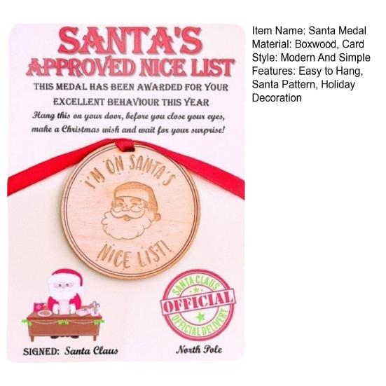 1/2/3Pcs Santa's Nice List Medal I'M ON SANTA'S NICE LIST Wooden Medal with Red