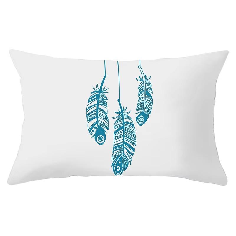 30X50cm Feather Pattern Printed Decorative Cushion Bedroom Living Room Backrest Home Rectangular Pillowcase