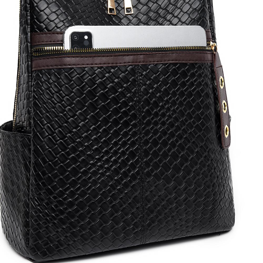 Contrast Backpack Women's Soft Leather Outdoor Travel Backpack