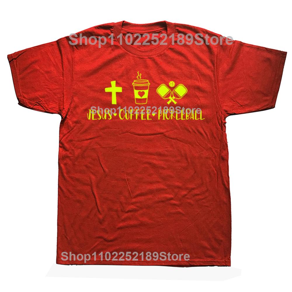 

Jesus Coffee Picklenall Funny Christian Pickleball Lovers T Shirts Cotton Euro Size ONeck Daily Casual Oversized Unisex Tees S