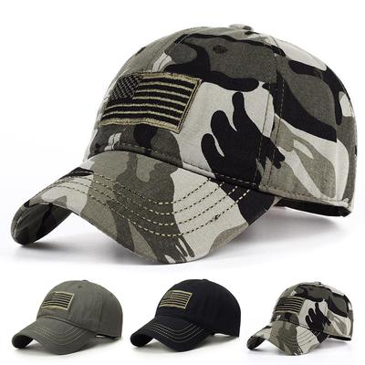 Men's American Flag Washed Baseball Cap Outdoor Hunting Tactical Hat Trainee Military Training Army Caps Sunscreen Hats