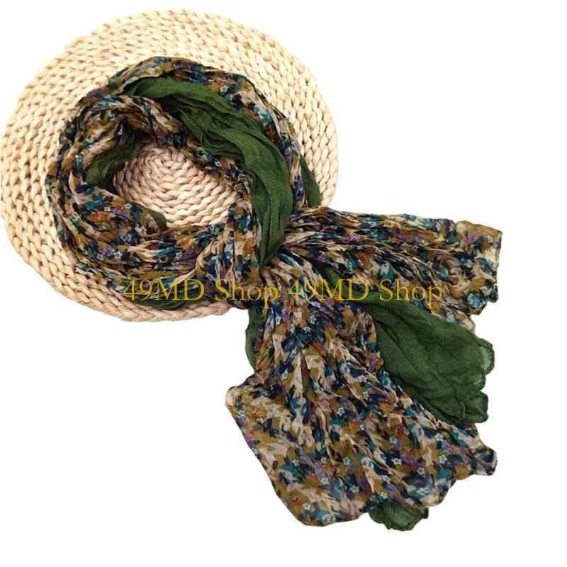 49MD Fashion Crinkled Scarf Stylish Layering Neckwear Polyester Long Scarf For Women