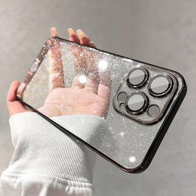 Luxury Electroplated Glitter Phone Case For IPhone 16 15 14 13 12 11 Pro Max Plus Clear Transparent Shockproof Hard PC Cover