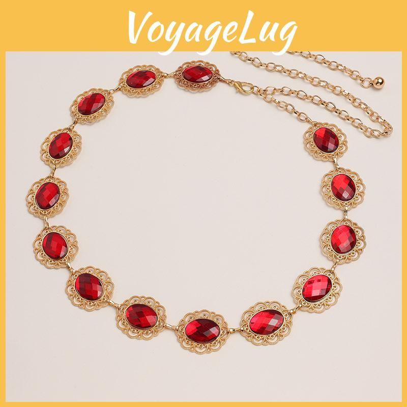 Hollow Stylish Metal Waist Chain With Rhinestone Accents For Women Fashion