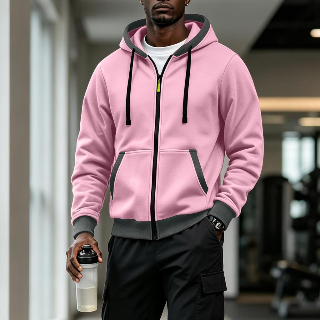 Felpa con cappuccio da uomo mezza zip con tasche multiple, felpa casual per sport all'aperto