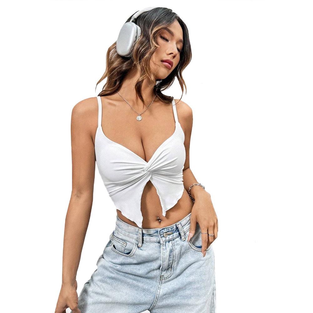 T-shirt sans manches à bretelles pour femme, haut polyvalent, coupe slim, décontracté et sexy