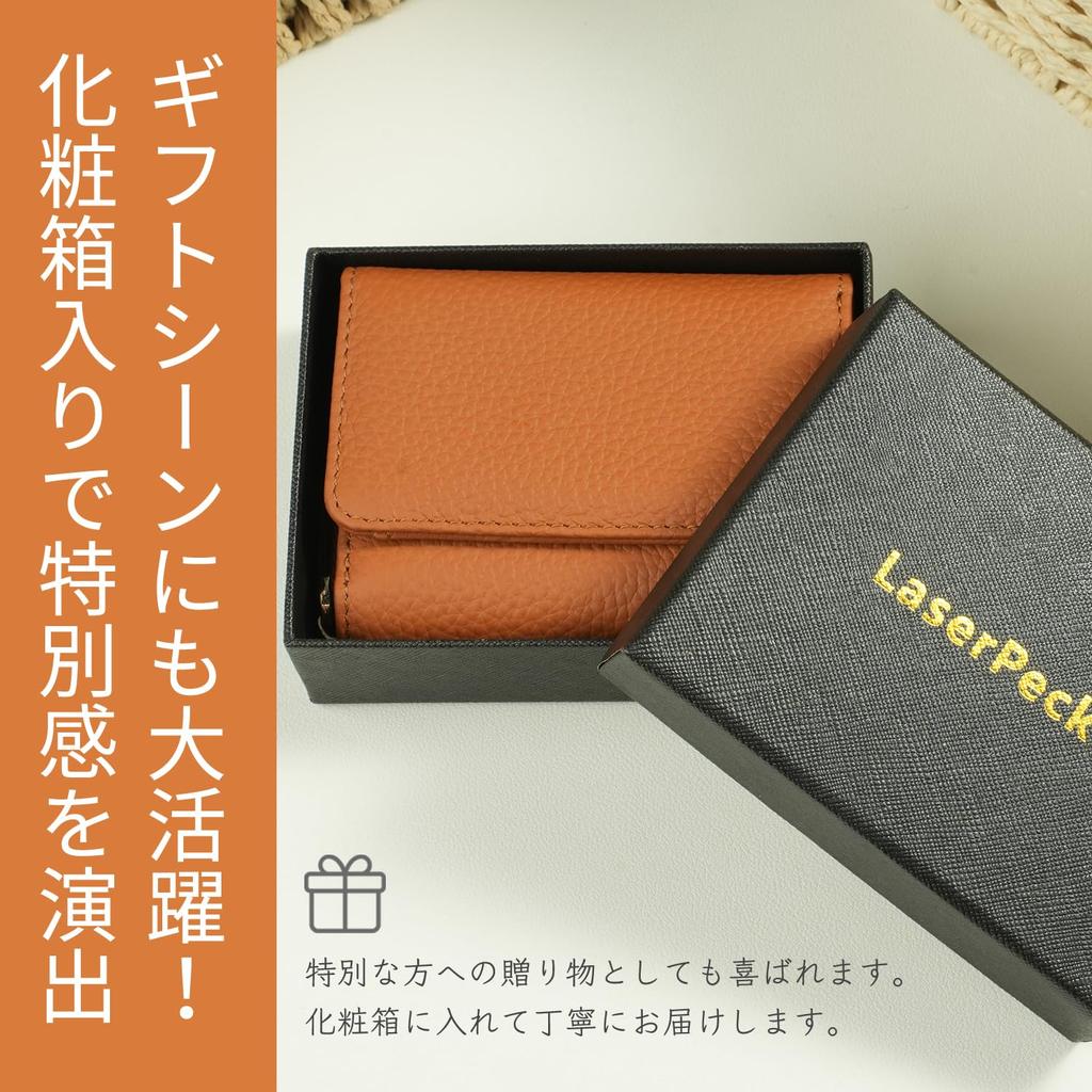 LaserPecker Tri-fold Wallet for Women, Compact Wallet for Men, Mini Wallet, Made of Genuine Silver-Tone Leather, Lightweight (110g), Palm-Sized,