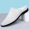 2025 Hollow Out Mules Men Half Shoes For Man Summer Leather Semi-Drag Casual Shoes Backless Loafers Slippers Closed Toe Sandals