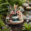 Kolibri-Brunnen Gartenstecker, 2D Acrylblumen und Kolibris Hofkunst-Stecker, Wasserdichte Außenbrunnen-Gartendekoration für Rasenpflanzer