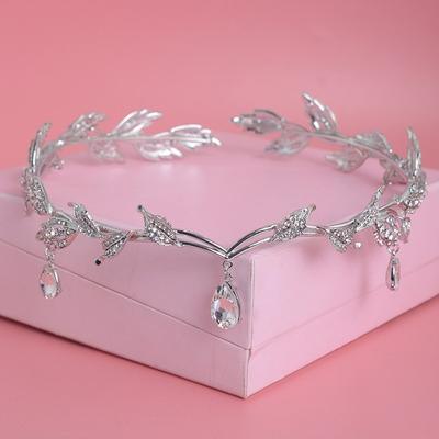 Luxury Crystal Crown Bridal Hair Accessories Wedding Rhinestone Waterdrop Leaf Tiara Crown Headband Frontlet Brides Hair Jewelry