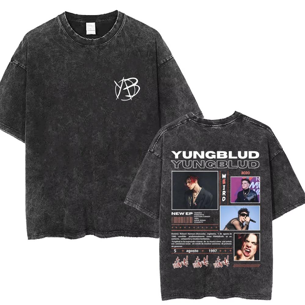 Gewaschenes Vintage Rockmusiker Yungblud Tour T-Shirt Herren Damen Retro Mode T-Shirt Männlich Lässig Übergroße T-Shirts Streetwear