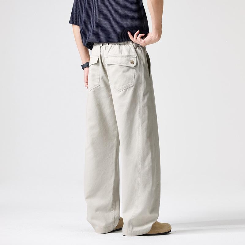 New Lyocell Tencel Men's Casual High Waist Loose Wide Leg Straight Pants Lazy Style Versatile Trousers