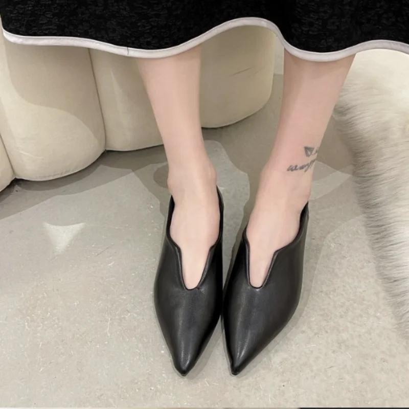 Tendance Femmes Chaussures Appartements Sandales Été Nouvelle Mode Bout Pointu Rétro Oxford Chaussures Mules Décontracté Dames Chaussures Zapatos Mujer