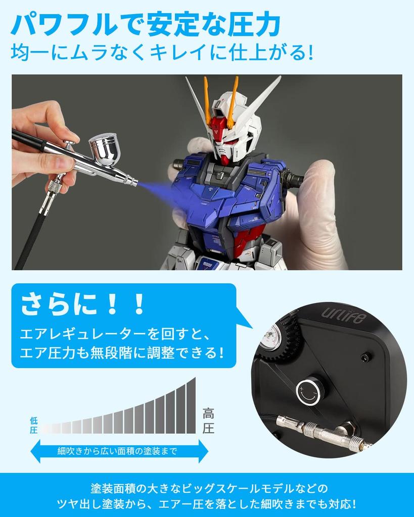 Urlife HPADC-Com Compressor for Airbrushes, Powerful, Long-Term Continuous Use, Low Noise, Sleek Box Design, Compact