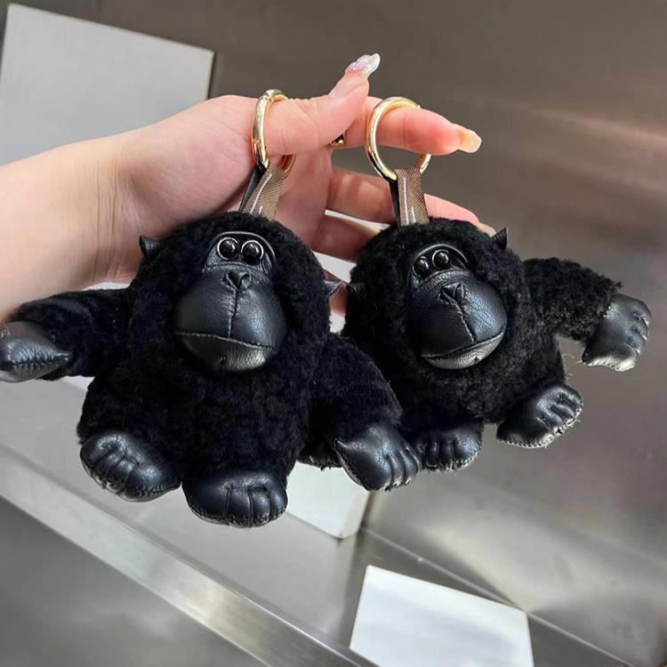 Cute Wool Big Chimpanzee Car Keychain Plush Doll Little Monkey Back Bag Pendant Fur Small Pendant