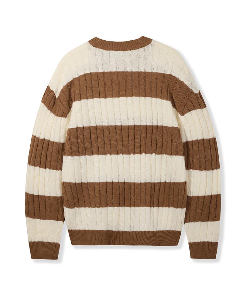 NODU Cable Stripe Round Knit [Beige]