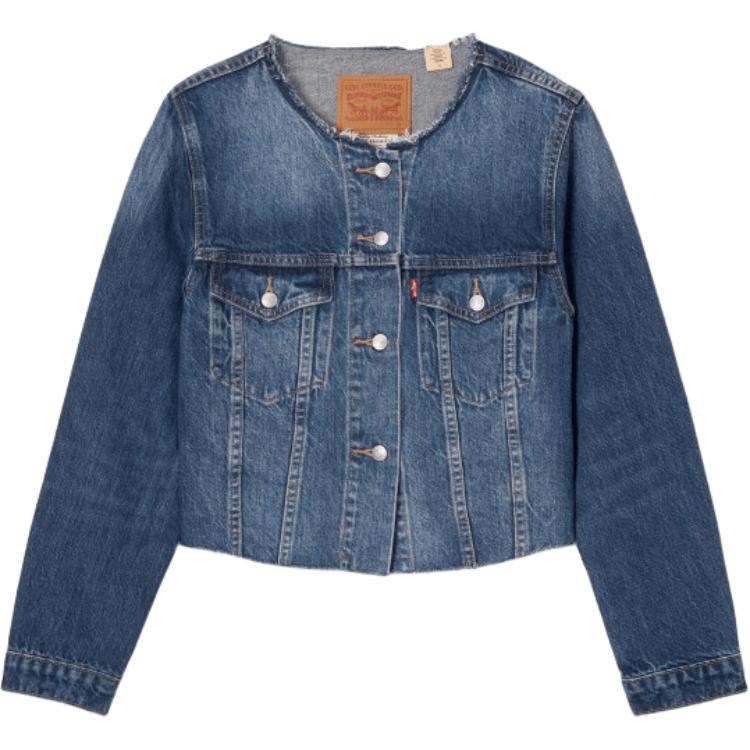 Levi s Women s Cropped Raw Edge Denim Jacket Dark Blue 001C1-0001 S
