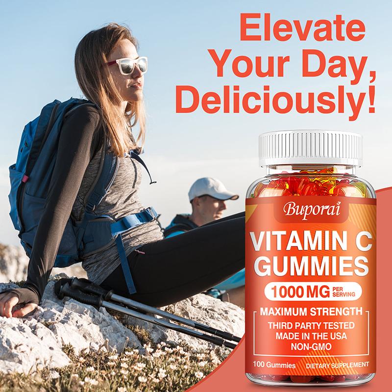 Vitamin-C-Gummibärchen sind rein natürlich, stärken das Immunsystem und replenishen Kollagen.; geeignet für Männer und Frauen.