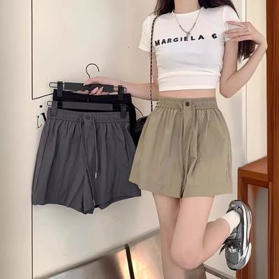 Gray Wide-leg Pants Women's Casual Shorts Summer New High-waisted Small Summer Pants Loose Straight
