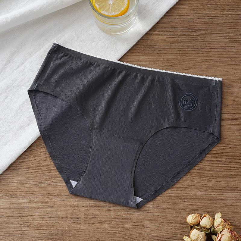 Summer Ultra-thin Ice Silk Seamless Women's Underwear Waist Waist and Hip Pants Antibacterial Pure Cotton Breathable Quick Drying Panties