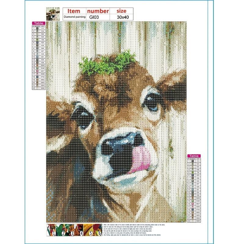 5D Diy Diamond Painting Cartoon Sweet Calf Cross Stitch Set Full Diamond Embroidery Mosaic Art Picture of Rhinestones Decor Gift