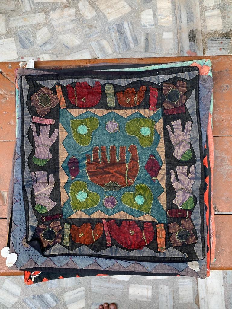 Hand Embroidered Cotton Pillow Cover: Bohemian Decorative Cushion 40