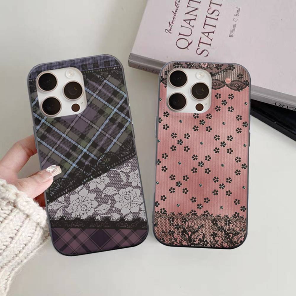 Lace Pattern For IPhone 16 15 11 12 13 14 17 Pro Max PLUS Pro Soft Corrugated Silicone Back Phone Case
