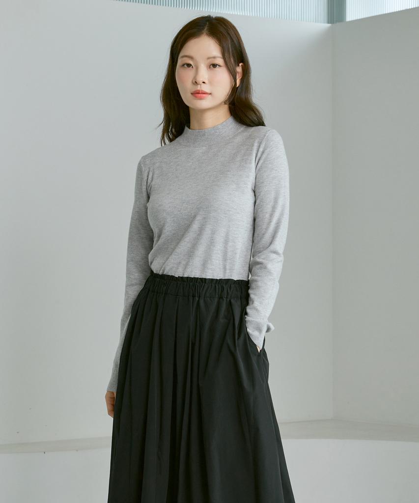 210EDIT Cashmere Blended Mock Turtleneck Knit [Melan Grey]_Zz4Sw011