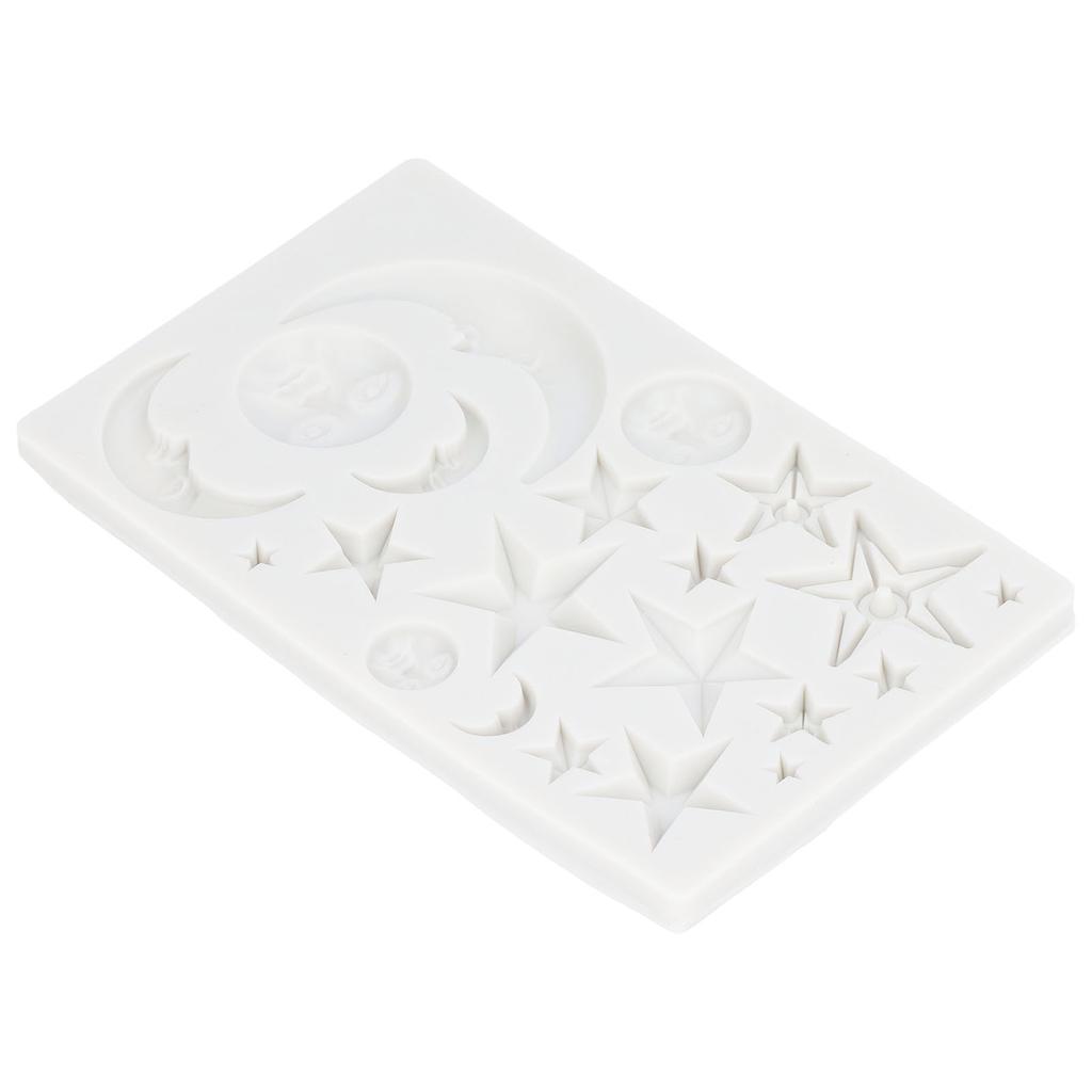 Silicone Fondant Mold Star Moon Face Nonstick Food Grade Silicone Reusable Heat Resistant Odorless Chocolate Molds