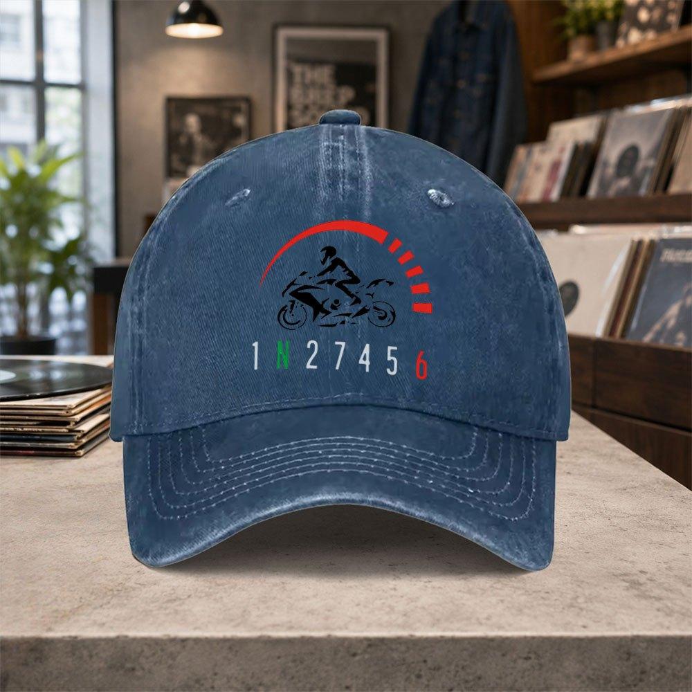 Motorcycle Gear Wash Baseball Cap Unisex Adjustable Vintage Casual Hat for Unisex Women Outdoor Daily Wear