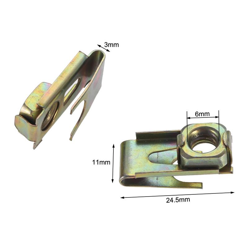 10Pcs Automotive Car License Plate Fasteners 6mm or 8mm Screw Rivet Fixed Retaining Clips Metal M6 Nut U-Type Gasket