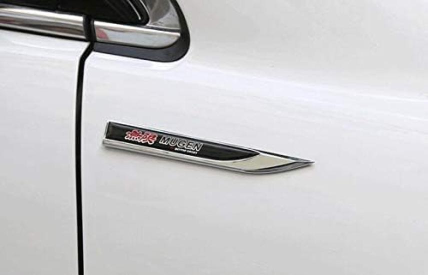 Honda Mugen MUGEN Fender Side Emblem Fender Garnish Sports Fender Side 3D Sticker Emblem Metal Sticker Plated Logo (2 Pieces) (MUGEN)