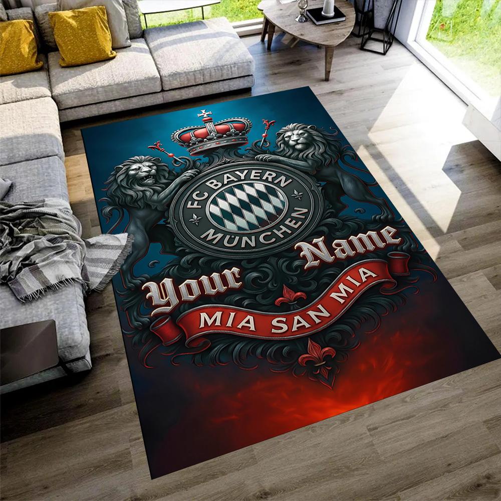 Bayern Munich Customize Your Name Carpet Perfect for Hallway Dining Room Game Room Playrooms Anti-slip Rug Decorate Offices