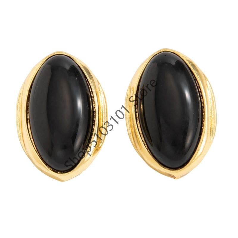 Boucles d'oreilles Vintage noires en Résine Rouge pour Femmes Boucles d'oreilles Géométriques Ovales de Luxe Boucles d'oreilles pour Fête Mariage