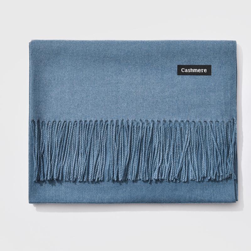 2024 Autumn/Winter Women's Solid Color Faux Cashmere Shawl & Snood Scarf Set