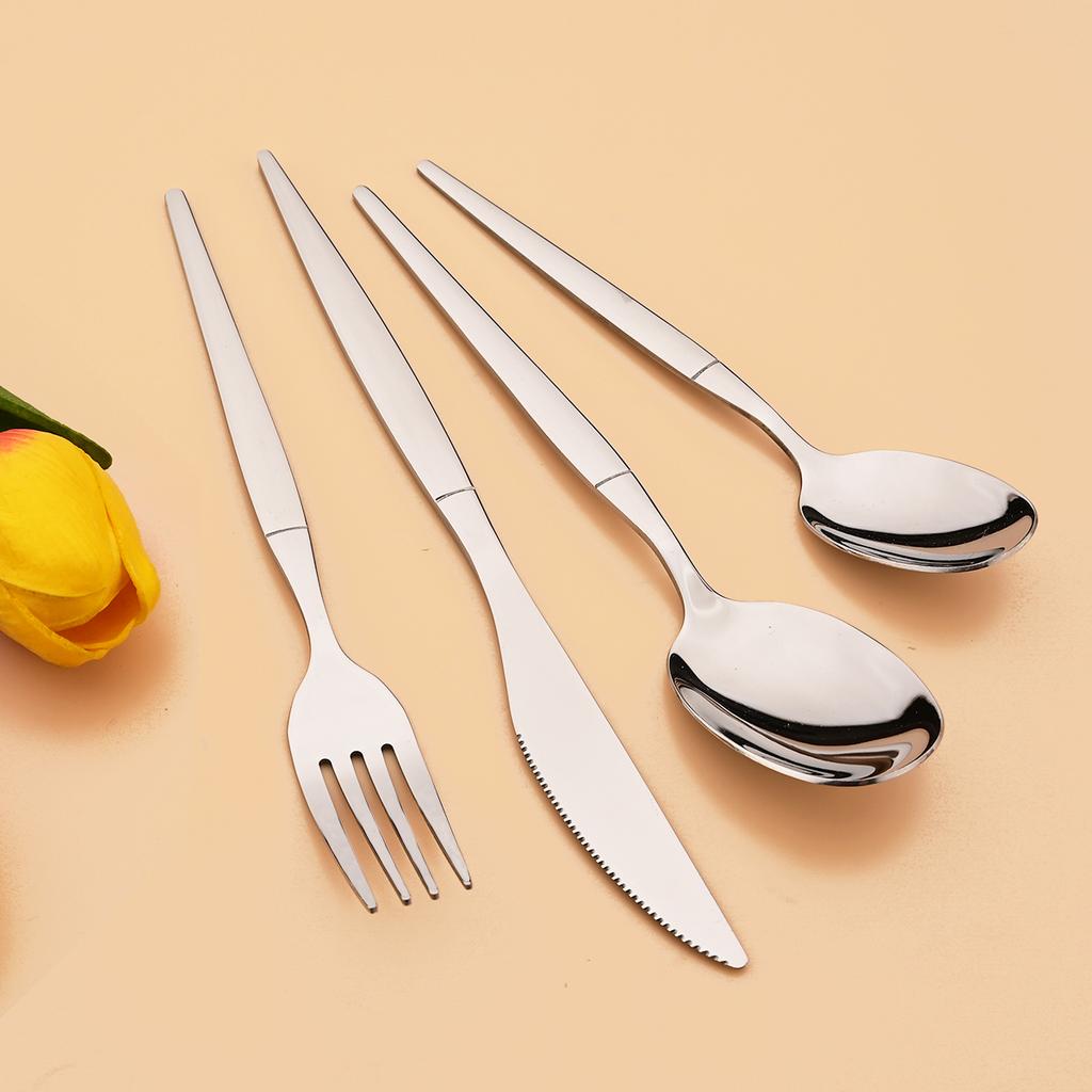 16Pcs Western Golden Cutlery Set Knife Fork Spoon Dinnerware Set Flatware Stainless Steel Silverware Party Kitchen Tableware