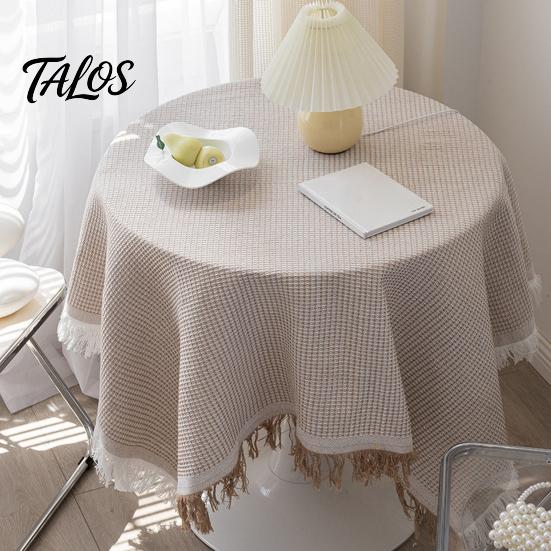 Table Pad Tablecloth Tassel Design Heat Resistant Breathable Washable Non Insulation Pilling Non-slip Cover for Dining Room
