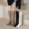 Autumn Winter High Heel Woman Knee High Boots Shoes Ladies Comfort Short Plush Knight Booties